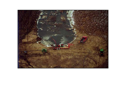 Aerial view of a manure spill at a factory farm.Photo Credit: Socially Responsible Agricultural Project www.sraproject.org