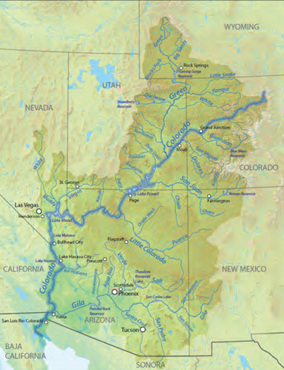 Graphic: Map of the Colorado River Basin. Courtesy Protect the Flows.