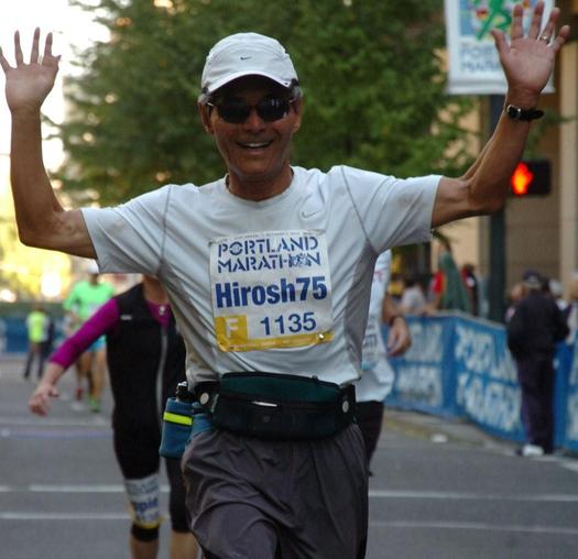 PHOTO: When he's not running his company, he's running! Hiroshi Morihara, age 75, is one of Oregon's over-50 