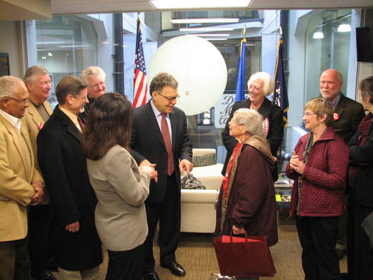 PHOTO: Sen. Al Franken visited with AARP Minnesota staff and volunteers this week to hear their concerns about the future of Social Security and Medicare. Courtesy of AARP Minnesota.