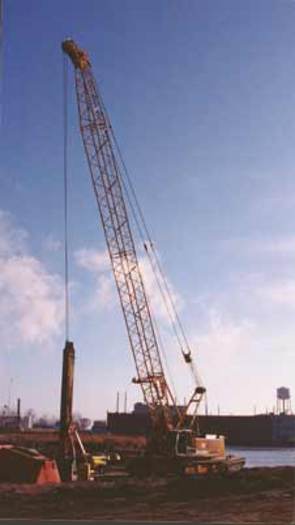 Heavy equipment used to dredge contaminated sediments from Waukegan Harbor. Courtesy of: Illinois EPA