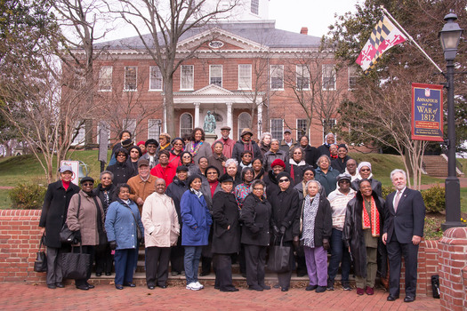 PHOTO: Consumer advocates meet at the State House to speak out against utility fees. Photo courtesy: AARP Maryland