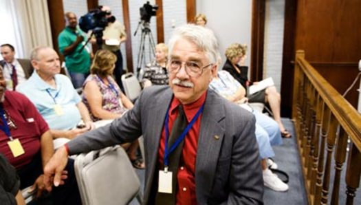 PHOTO: AARP volunteer Dean Clough attended the ICC rate hike hearing. Photo credit: Jennifer Silverberg.