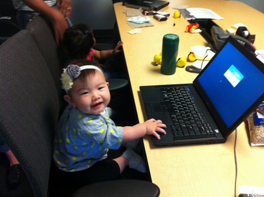 PHOTO: Some companies in the U.S. and around the world now offer baby-at-work programs. It allows a new mother to bring her child to the job, for anywhere from 6 months or until the child is crawling. CREDIT: jencu