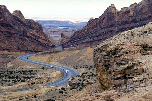 PHOTO: The San Rafael Swell area, west of Moab, is a favorite destination for climbing and canyon exploration. Photo credit: Dennis Adams, National Scenic Byways Online.