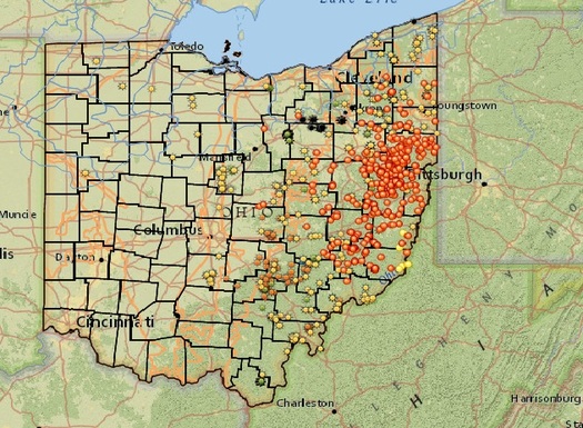 GRAPHIC: Experts from across the country are meeting in Ohio today to discuss the impacts of hydraulic fracturing in the state. Map of Utica & Marcellus permits in Ohio. Courtesy of FracTracker.