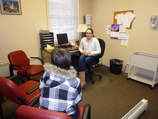 Agnes Misiaszek, SASS counselor, meets with a young girl served by the crisis intervention program    Courtesy of: LSSI