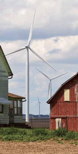 Bishop Hill Wind Farm opened last September, bringing more than nearly $2 million in revenue to Henry County IL. Photo Credit: Tina Kanaby, MFG wind