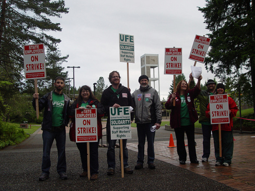PHOTO: The Student Support Services staff at The Evergreen State College is on strike after 16 months of negotiations have failed to produce the group's first contract. Courtesy WFSE.