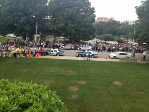 Photo: Protestors at State Capital for Moral Monday. Courtesy: Advancement Project and NAACP