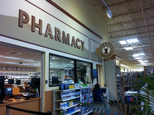 PHOTO: Some pharmacists in Ohio are thinking outside the pill box and using a whole-health approach to improve patient outcomes. Picture of a pharmacy sign. Credit: M. Kuhlman