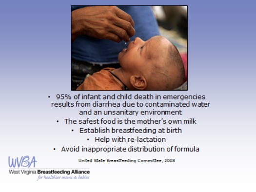 GRAPHIC: The West Virginia Breastfeeding Alliance says in emergencies, the best food source for a nursing infant is its mother. Courtesy WVBA.