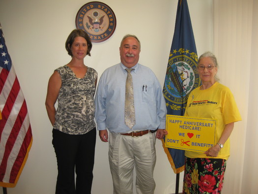 Photo: Advocates celebrate Medicare Anniversary at NH Congressional Delegation offices. Credit: Natasha Perez 