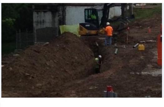 PHOTO: A contractor at the Marriott Hotel construction site has been fined by OSHA for having employees work in a ditch that could collapse on them. PHOTO courtesy of the IBEW