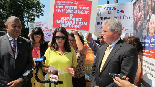 PHOTO: Maryann Slutsky at recent immigration reform rally, who says people of many faiths will be joining business and labor leaders on Long Island in a call for reform. Photo Credit: Kevin Fung