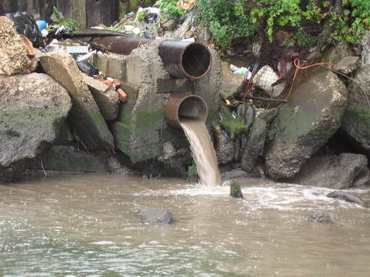 Photo: Water pollution entering Hudson Valley estuary in the Capital region. Photo credit: John Lipscomb, Riverkeeper.