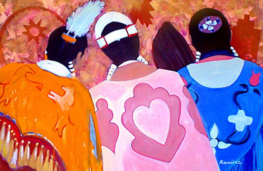 This art work symbolizes the Wisconsin Inter-Tribal Pink Shawl Initiative, a new program to bring breast cancer information to the state's American Indian women.