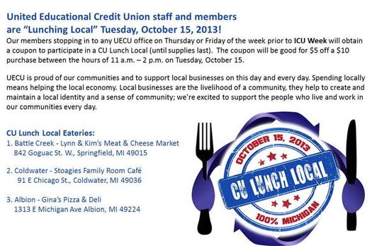 POSTER: Dozens of credit unions have teamed up to show their support for their communities in a day-long cash mob to benefit local businesses. Photo courtesy of United Educational Credit Union. 