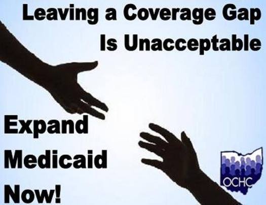 PHOTO:The new insurance Marketplace is open for business, but without the expansion of Medicaid many Ohioans still cannot access health insurance coverage. Image: expand Medicaid image. Courtesy: Ohio Consumers for Health Coverage.