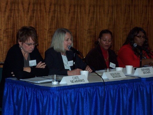 PHOTO: Cate Newbanks on panel in Albany discussing kinship care, which affects more than 150,000 New York children. Photo credit: NYS Kinship Navigator.