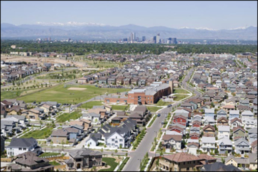 Photo: Aerial view of Stapleton, a city known for its walkability. Courtesy: Trulia.com