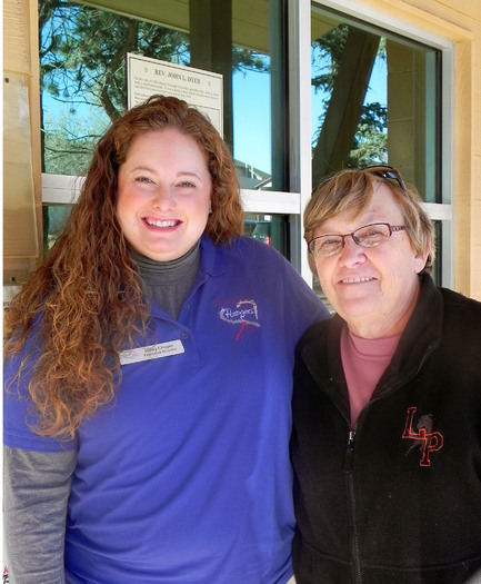 PHOTO: Betty Fornel of Monument with Haley Chapin, executive director, Tri-Lakes Cares. Courtesy: Energy Outreach Colorado