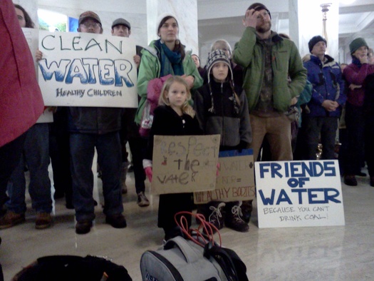 West Virginia clean-water protesters say they are concerned that coal-cleaning chemicals such as MCHM many be broadly getting into the state's water. PHOTO by Dan Heyman.