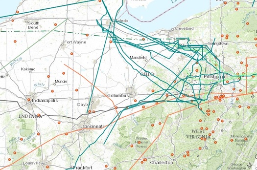 IMAGE: FracTracker has a new map highlighting current and proposed pipelines that would run through the Buckeye State. Image credit: FracTracker.