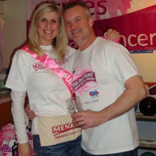 PHOTO: Wisconsin cancer survivor Kelly Krohn, shown here with her fiancee Scott, getting ready for the Making Strides Milwaukee walk, has become one of the top fundraisers in the Midwest for the American Cancer Society. Photo courtesy of Krohn.