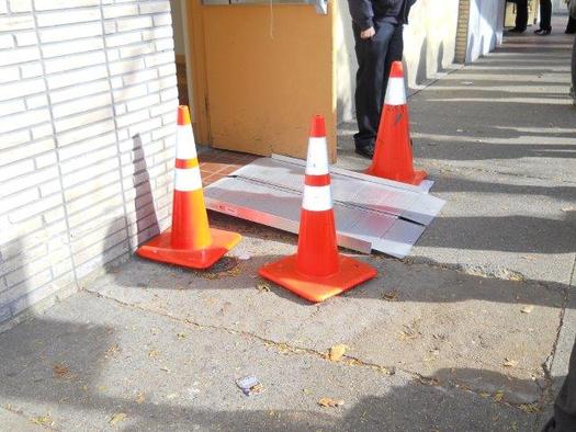 PHOTO: CIDNY spent years documenting problems that some people have had simply getting to their local polling places to cast a ballot. This example in Brooklyn is taken from CIDNY 2012 poll site survey. Photo courtesy CIDNY.