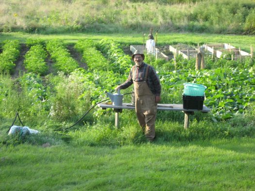 PHOTO: Jim Doyle shares his locally grown produce with the Bread for the Journey food pantry in Warren. Volunteers 50 and older are digging in to help combat food insecurity that affects about 15 percent of Maine residents. Photo courtesy ENCorps.