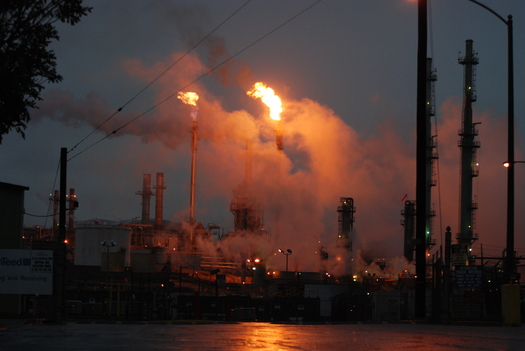 PHOTO: Oil flares like this one in the Los Angeles area are a common sight at refineries. The EPA is proposing rules for refineries to monitor and minimize toxic air emissions. Photo courtesy Jesse Marquez, Coalition for a Safe Environment.