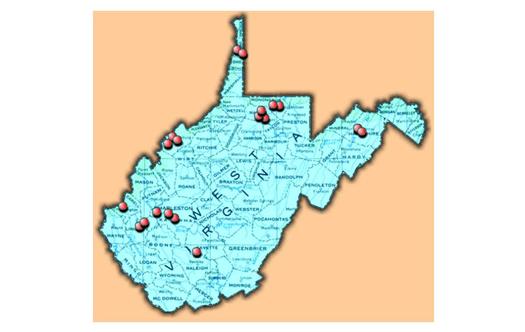 MAP: The union-founded nonprofit Human Resource Development and Employment provides low-cost subsidized housing at apartment complexes around West Virginia. Image courtesy of H.R.D.E.