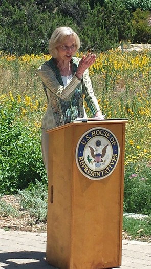 PHOTO: Rep. Lois Capps in Santa Barbara on Thursday, announcing legislation to protect nearly 250,000 acres along California's central coast. The Central Coast Heritage Protection Act would protect new and expanded wilderness in the Los Padres National Forest and the Carrizo Plain National Monument, protecting 159 miles of wild and scenic rivers and designating the Condor National Recreation Trail. Photo credit: Rep. Capps.
