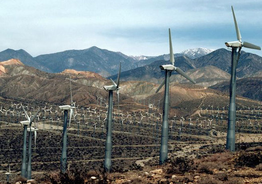 PHOTO: Wind turbines on BLM land in California. Renewable energy projects would be easier to develop under legislation sponsored by Montana Democrat Jon Tester. CREDIT: Bureau of Land Management.