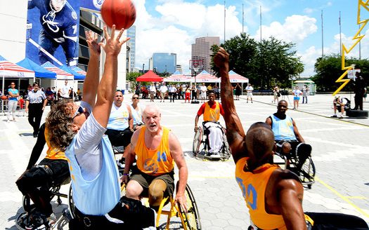 PHOTO: Basketball is part of the National Veterans Wheelchair Games, the largest such event in the world. This year's games are under way in Philadelphia. Photo credit: U.S. Dept. of Veterans Affairs