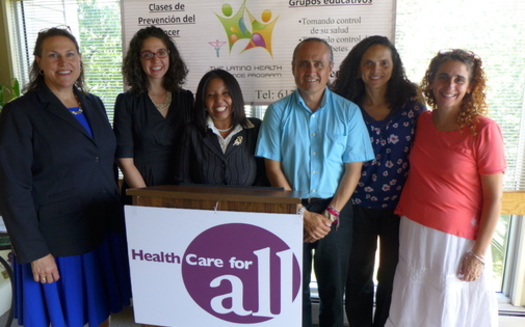 PHOTO: At an event in Framingham, a new effort was launched this week to find and enroll Massachusetts school kids in health insurance plans. The Back to School campaign is targeting communities where English is a second language. Photo courtesy of Health Care for All.