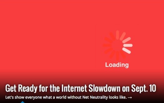 GRAPHIC: The frustrating indicator of a slow download, known by many computer users as the spinning wheel of death, will be seen all over the Internet today. It's a symbolic protest of government plans to create online fast lanes and slow lanes. Graphic courtesy FreePress.org.