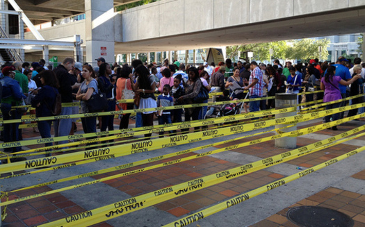 Photo: Florida is one of three states cited in a new report on Election Day lines and significant waits at polling places. According to the report, Latino and African-American are especially affected. Photo credit: Institute for Southern Studies.