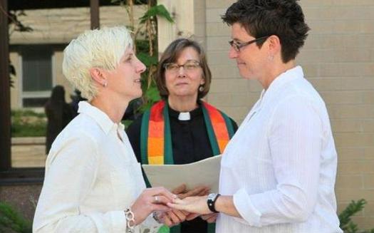 PHOTO: Same-sex marriages are now legal in Wisconsin, following the U.S. Supreme Court's decision not to hear appeals from Wisconsin and four other states regarding the matter. Some Wisconsin county clerks began issuing marriage licenses to same-sex couples immediately following the decision. Photo courtesy of Michael Sears, One Wisconsin Now.