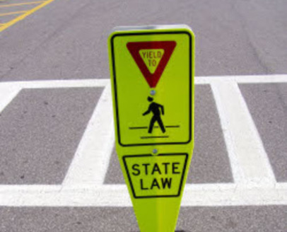 PHOTO: A new state law underscores the need for drivers in Connecticut to give right of way to those not in a vehicle. Photo courtesy of Pedestrian and Bicycle Information Center.  