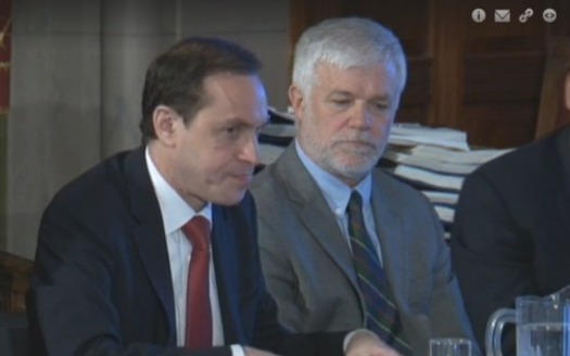 PHOTO: New York Acting Health Commissioner Dr. Howard Zucker and Environmental Conservation Commissioner Joe Martens presented Gov. Cuomo and his Cabinet with their reports recommending a continued ban on fracking for natural gas. Photo Credit: Office of the Governor.