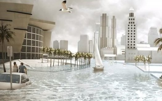GRAPHIC: This illustration is a hypothetical look at Miami's wet future. The possibility has sparked a Miami-Dade County plan to fight climate change. Image courtesy of Florida Center for Environmental Studies.