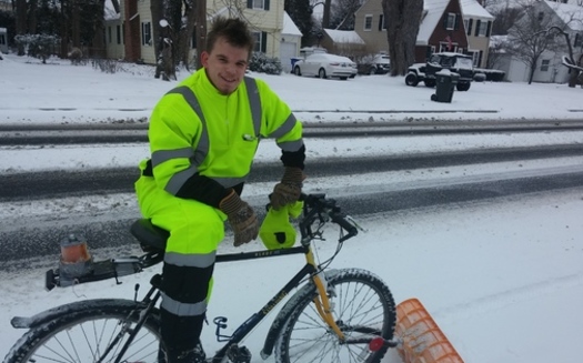 PHOTO: It is a tough time of year for biking, but a new challenge from the head of the U.S. Department of Transportation could make streets safer for all in Connecticut. Credit: K. Kennedy