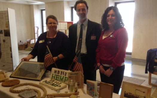 PHOTO: Jodi James and her colleagues at the Florida Cannabis Action Network display their wares, all made from hemp, at the Florida State Capitol. Photo credit: Phil Latzman