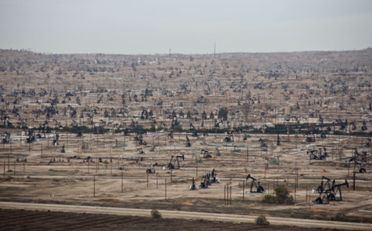 PHOTO: The Belridge oil field near Taft in Kern County is nearly the size of a major city, and produces an extraordinary volume of wastewater every day, which some water-strapped Central Valley farmers are purchasing to water their crops. Photo credit: Peg Mitchell/San Diego 350.org.