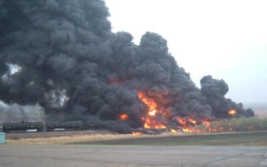 PHOTO: After another fiery oil train derailment in North Dakota, some are asking for stronger requirements on the stabilization of oil before transportation, either statewide or nationally. Photo credit: Jennifer Willis/Facebook.