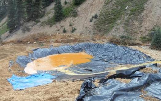 The EPA is treating contaminated waters in containment ponds such as this one. Credit:  U.S. Environmental Protection Agency