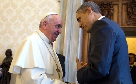 Pope Francis used a visit to the White House to say climate change is an issue that can't wait. Green groups in New York wonder whether lawmakers at the state and federal level are getting that message. Courtesy: White House Government Photo