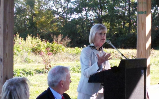 Kentucky First Lady Jane Beshear announces plans to build supportive housing for domestic-violence victims who have been living in shelters. She made the announcement Tuesday at GreenHouse17, the shelter near Lexington. Credit: Greg Stotelmyer.